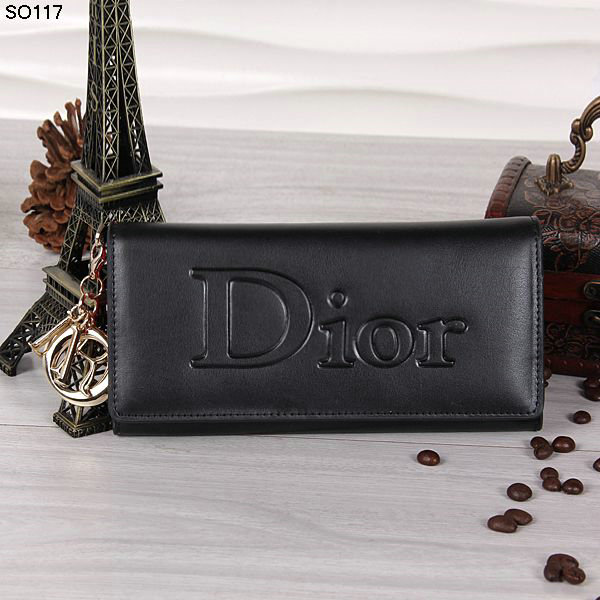 dior wallet calfksin leather 117 black&rosered - Click Image to Close